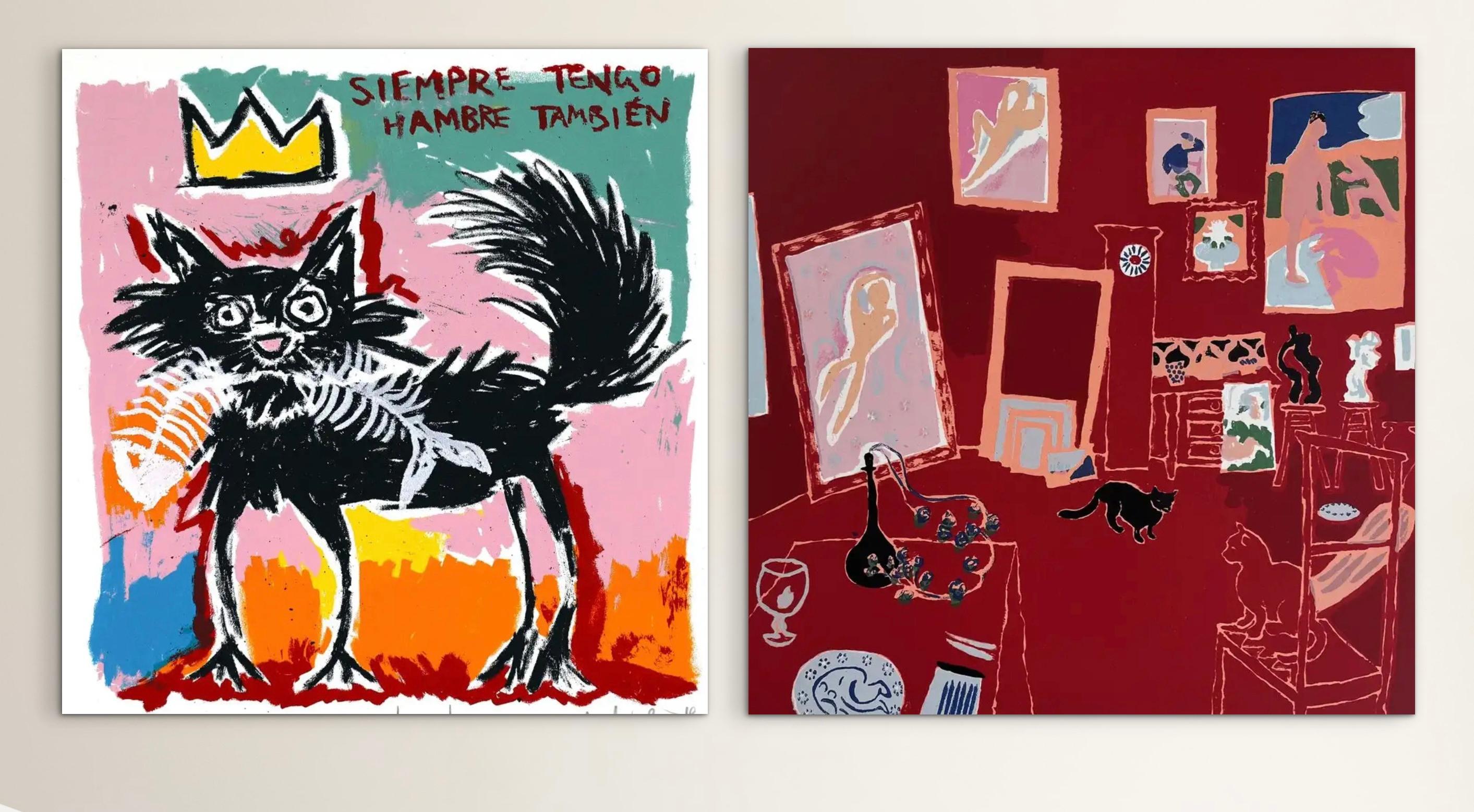 Animal Print Mychael Barratt - Matisse
s Cat- The Red room and Basquiates Cat diptych