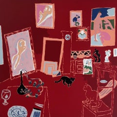 Matisse's Cat - The Red Studio, contemporary, landscape, print, silkscreen