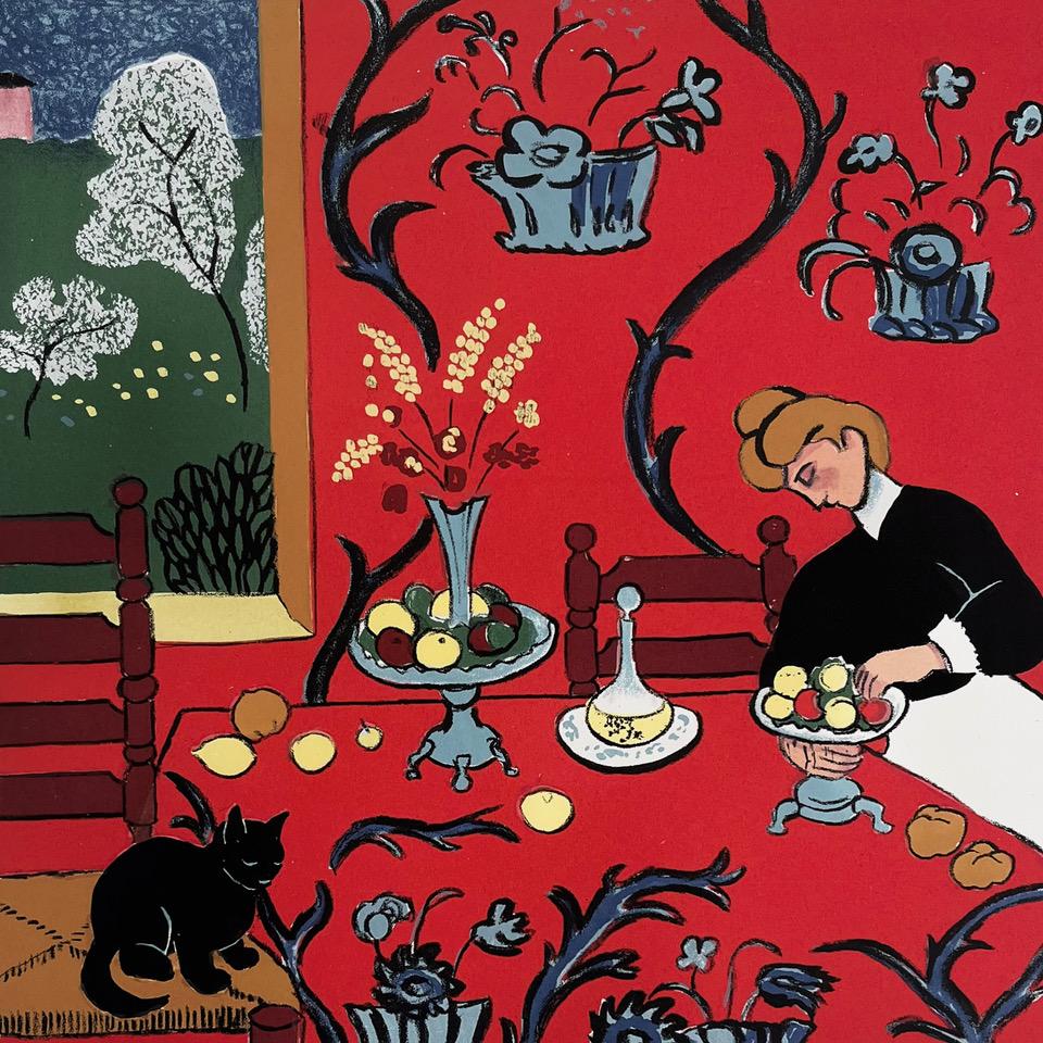 Matisse's Cat - The Red Studio & Harmony in Red, diptych, original, contemporary - Print by Mychael Barratt