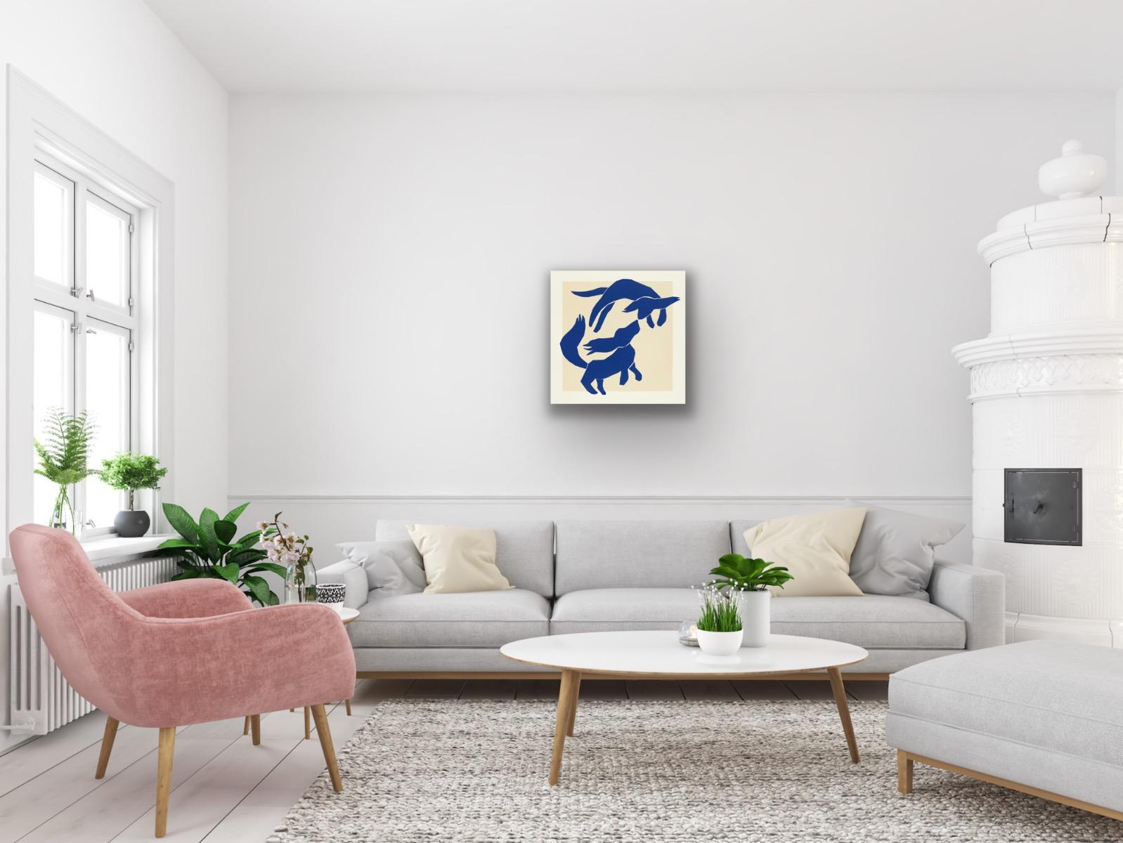 Perros enamorados de Matisse, contemporáneo, impresión, serigrafía - Animal Print Blanco de Mychael Barratt