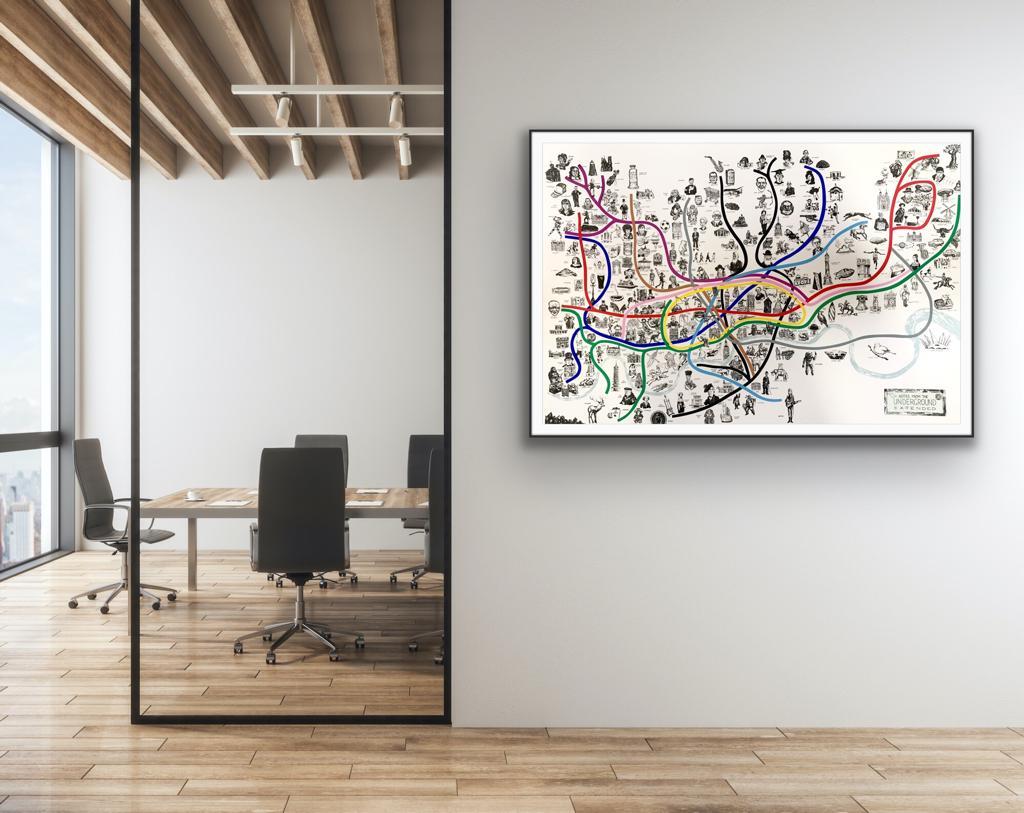 Note dalla metropolitana, Arte a Londra, Metropolitana, Treni, Illustrazione - Print di Mychael Barratt