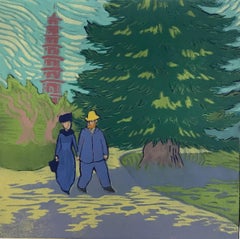 Once upon a time in London, Afternoon, Woodcut, Vincent Van Gogh, Park, Pagoda