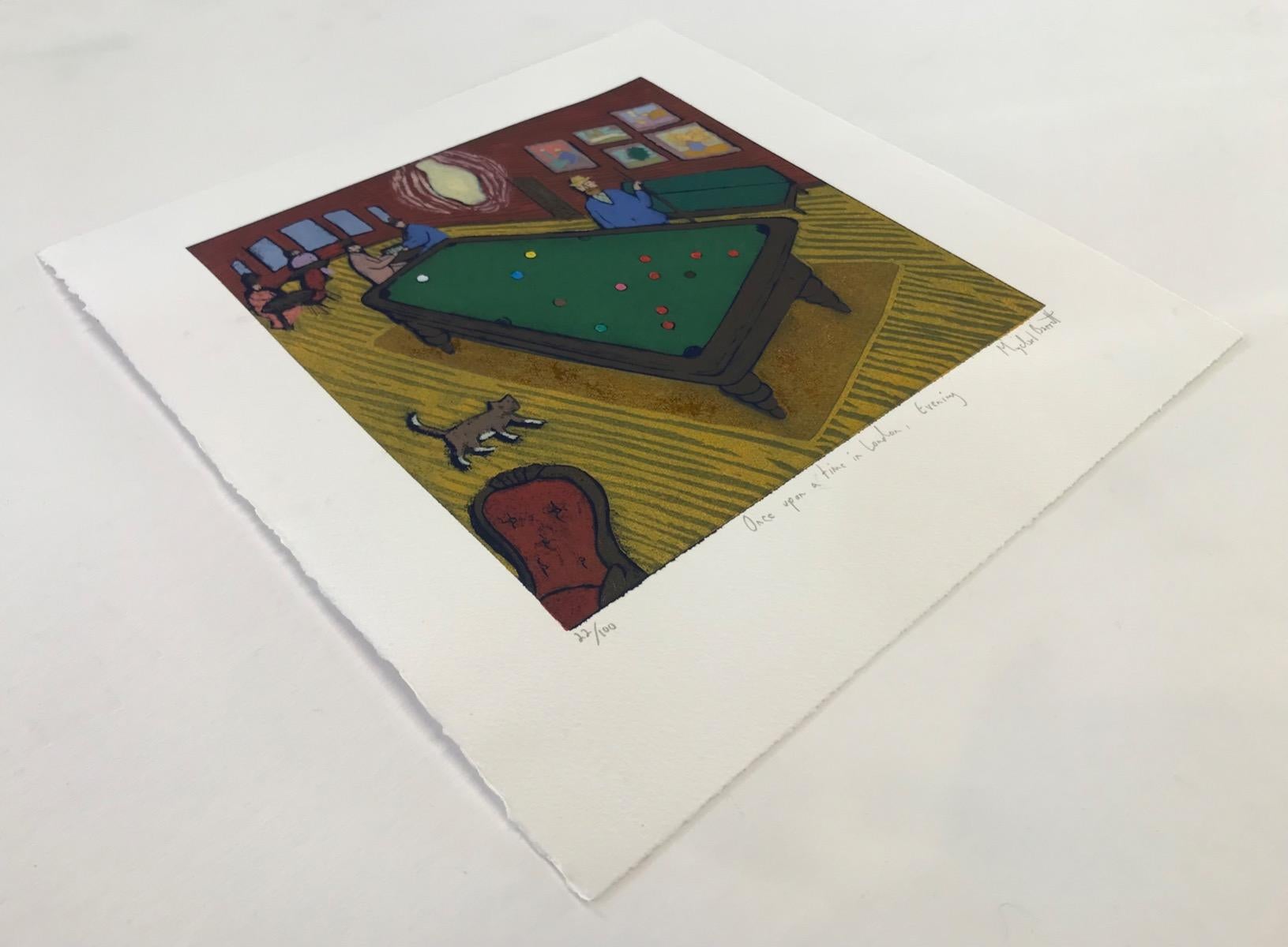 Once upon a time in London, Evening, Vincent Van Gogh, Woodcut Print, Cat, Pool For Sale 3