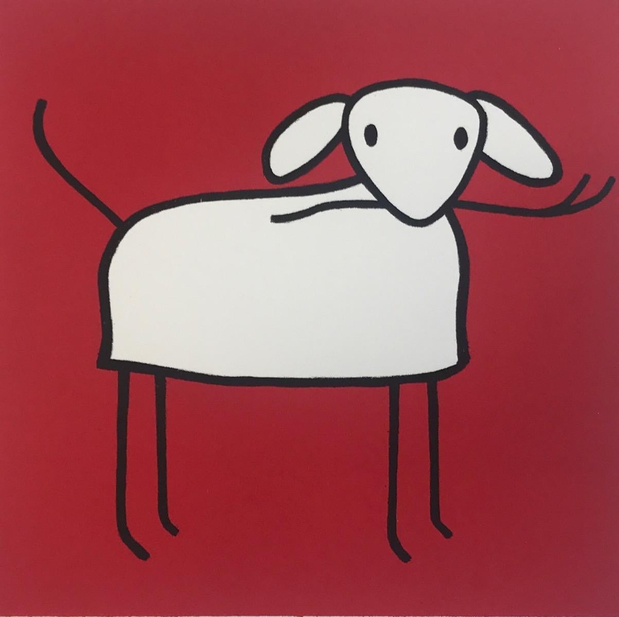 Il cane di StikStampa in edizione limitata, Ritratto di animale, Arte canina, Arte moderna - Animal Print Rosso di Mychael Barratt