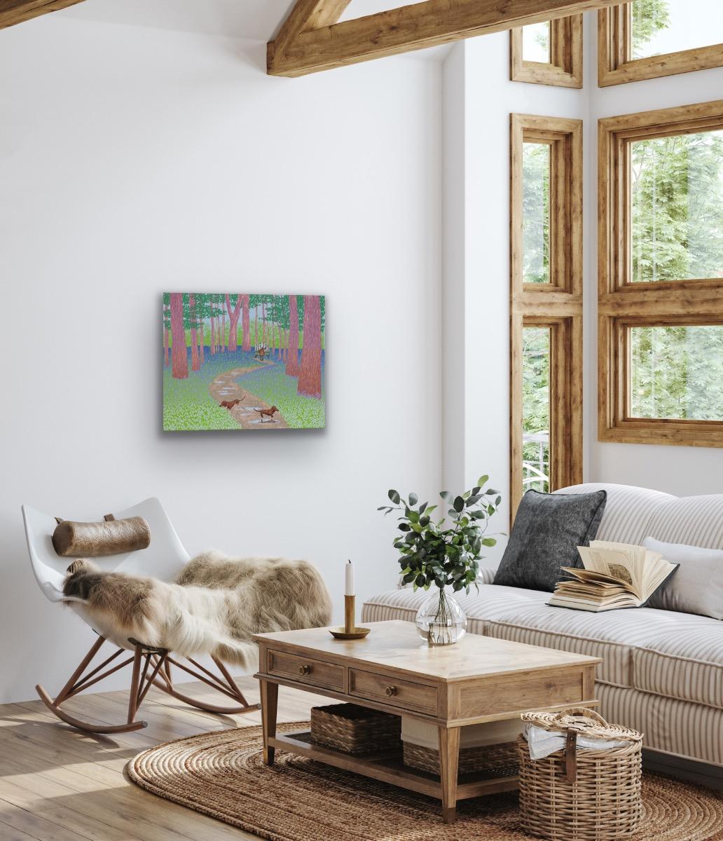 The Four Seasons - Frühling, Original, zeitgenössisch, Landschaft, Druck, Siebdruck (Grau), Animal Print, von Mychael Barratt