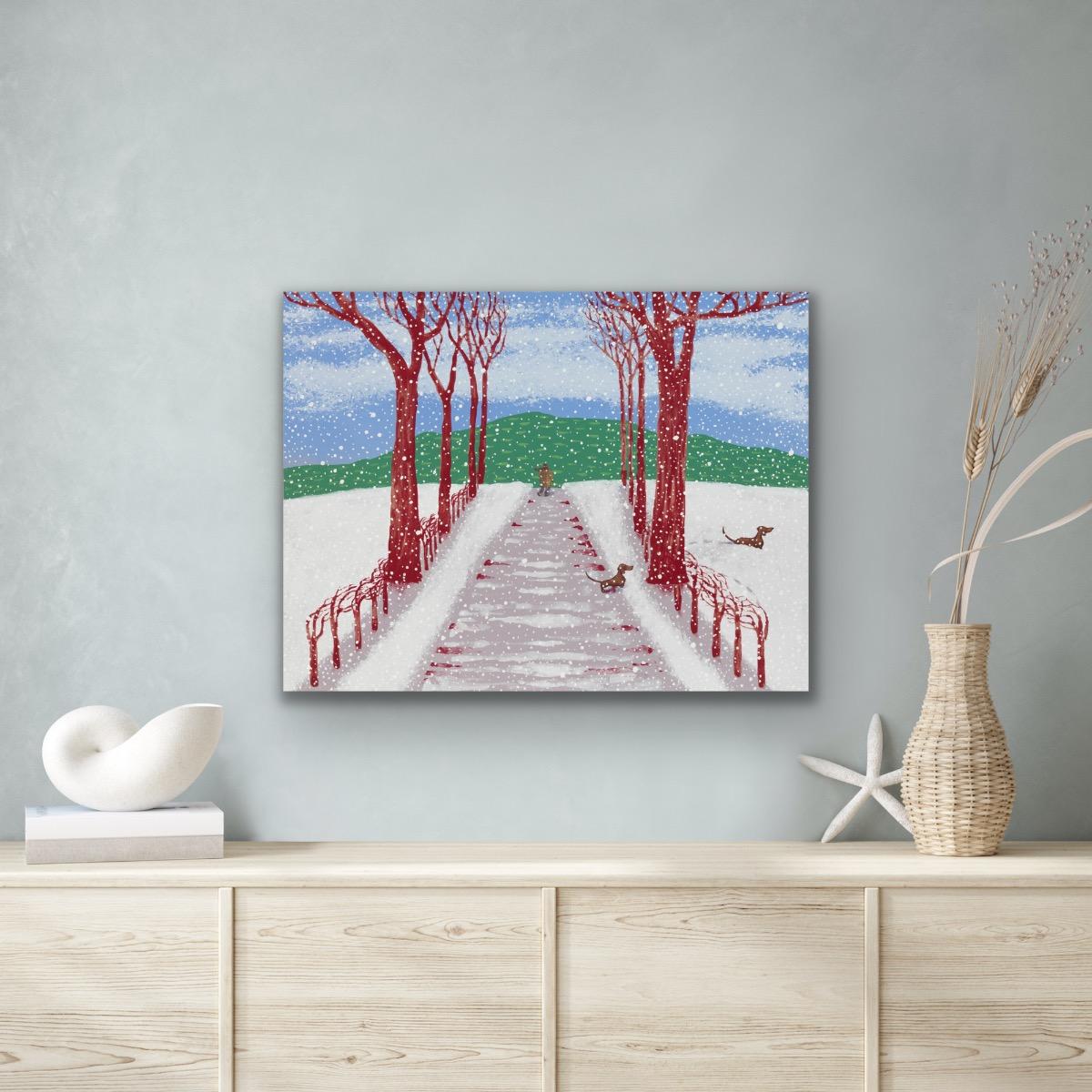 The Four Seasons - Winter, original, contemporary, landscape, print, silkscreen - Gray Animal Print by Mychael Barratt
