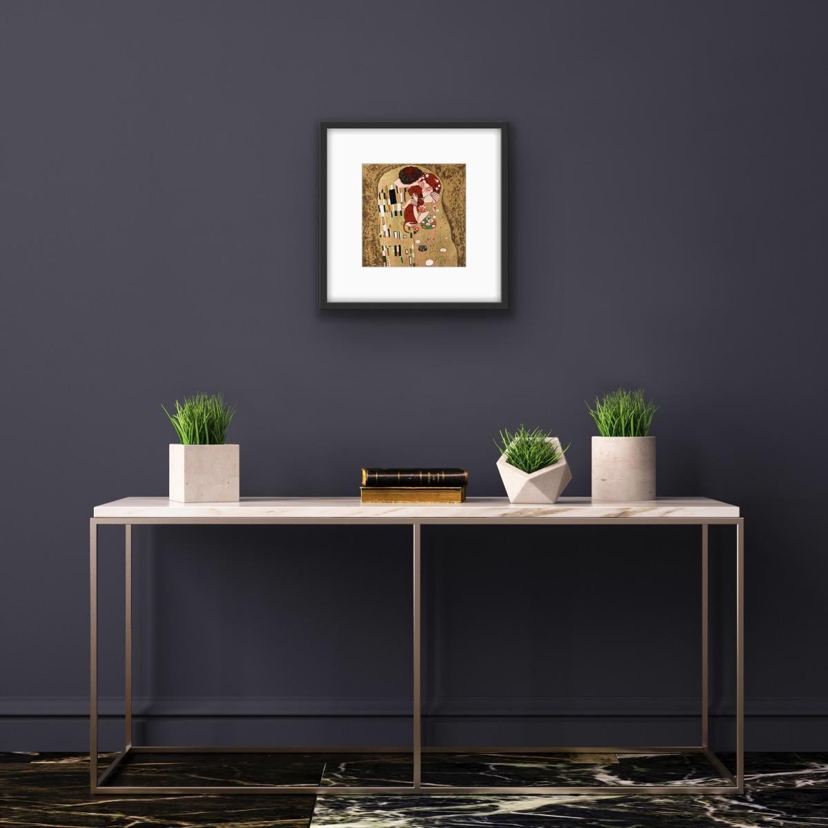 The Kiss - Gustav Klimt's Dog, original, contemporary, art print - Print by Mychael Barratt