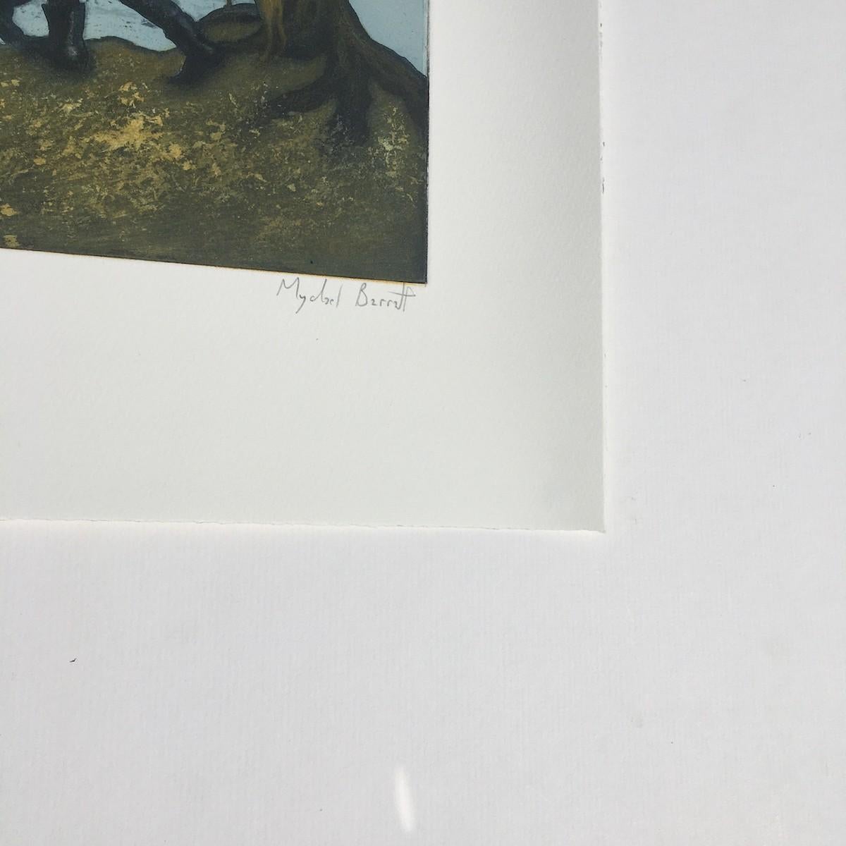 The Serpentine, Hyde Park - Autumn, after Bruegel est une gravure en édition limitée de Mychael Barratt. Whiting s'inspire de l'œuvre de Ravilious, The Vale of the White Horse, pour réaliser cette gravure pleine d'esprit.
Sérigraphie - Technique