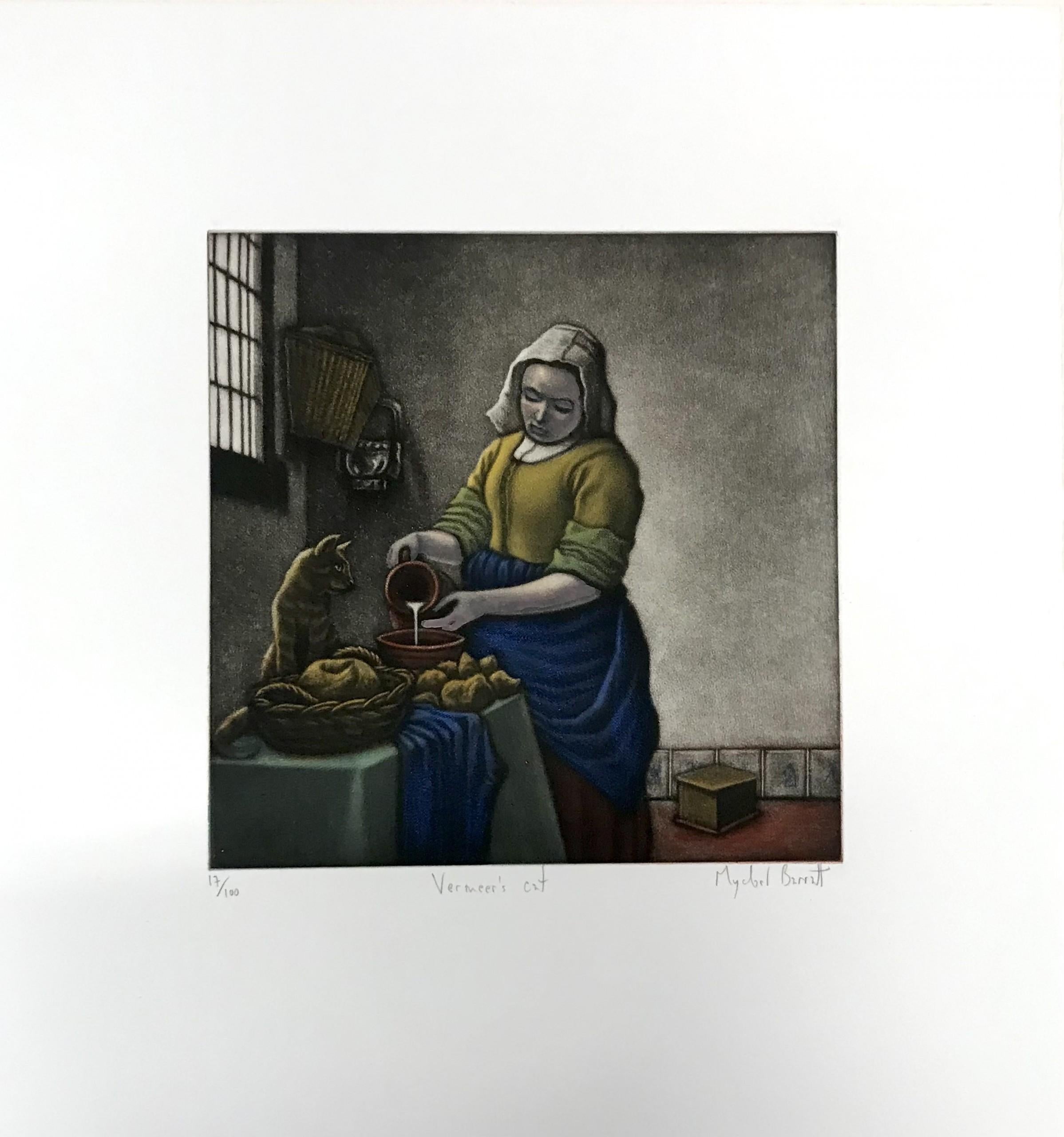 Vermeer’s Cat with Silkscreen Print on Paper by Mychael Barratt For Sale 2