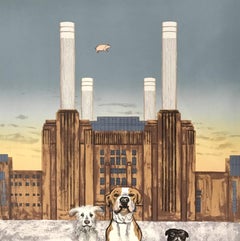 Wes Anderson's Dog - Battersea Power Station, London Cityscape Art, Animal Art
