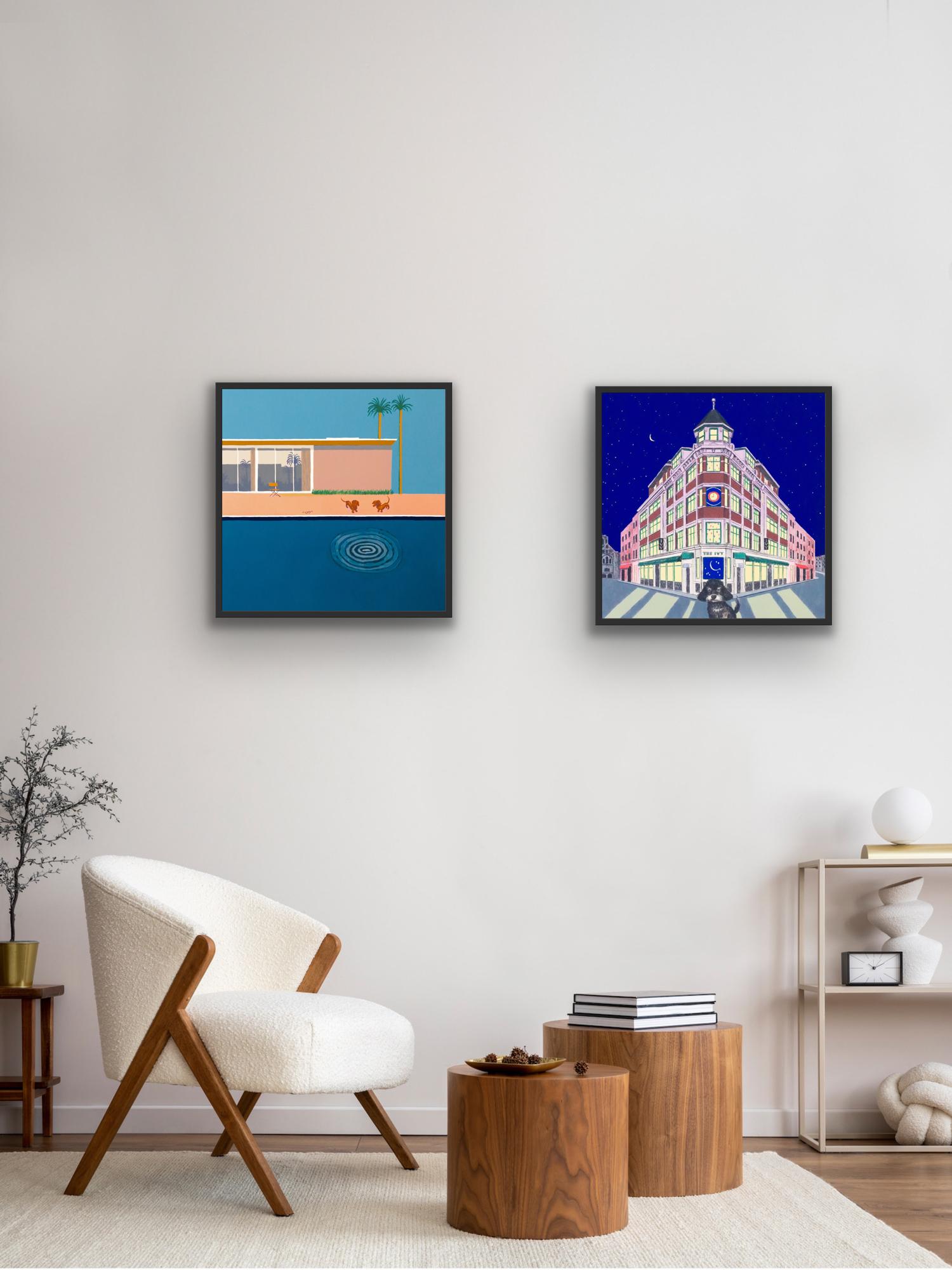 Mychael Barratt Animal Print - Wes Anderson's Dog - The Ivy & Hockney's Dog - After the Splash, diptych