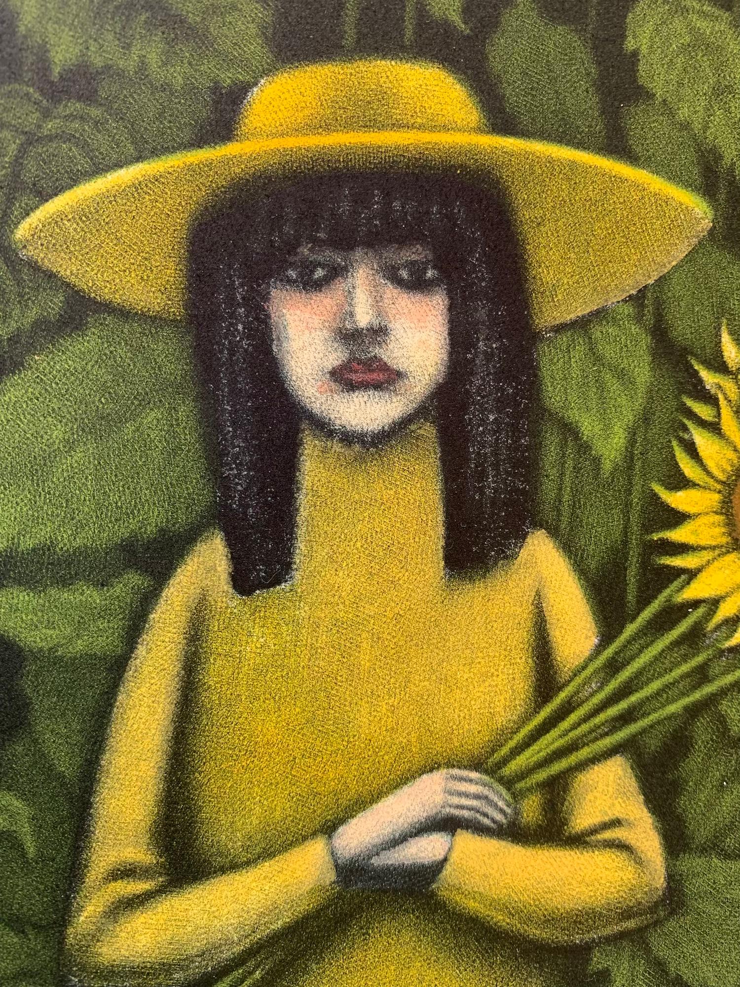 Limitierte Auflage des Bildes einer Frau umgeben von Sonnenblumen.
Kaufen Sie Mychael Barratt Druckgrafik mit Wychwood Art Gallery online. Mychael Barratt wurde in Toronto, Kanada, geboren, betrachtet sich aber als Londoner, seit er vor dreißig
