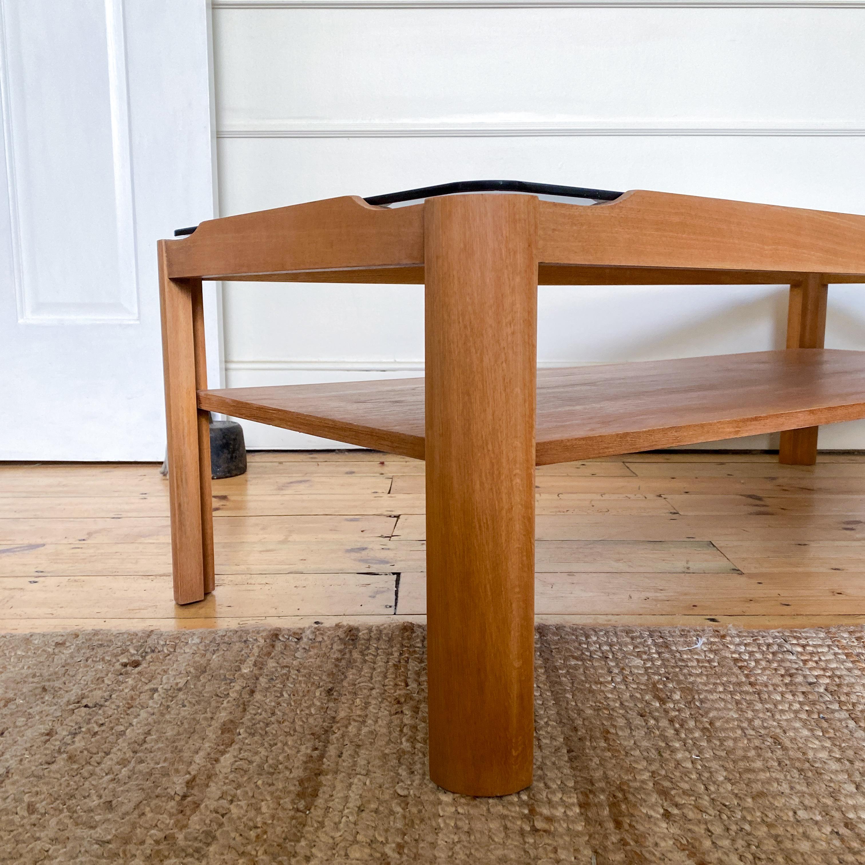 Myer Rectangle Coffee Table With Smoked Glass In Fair Condition For Sale In London, GB