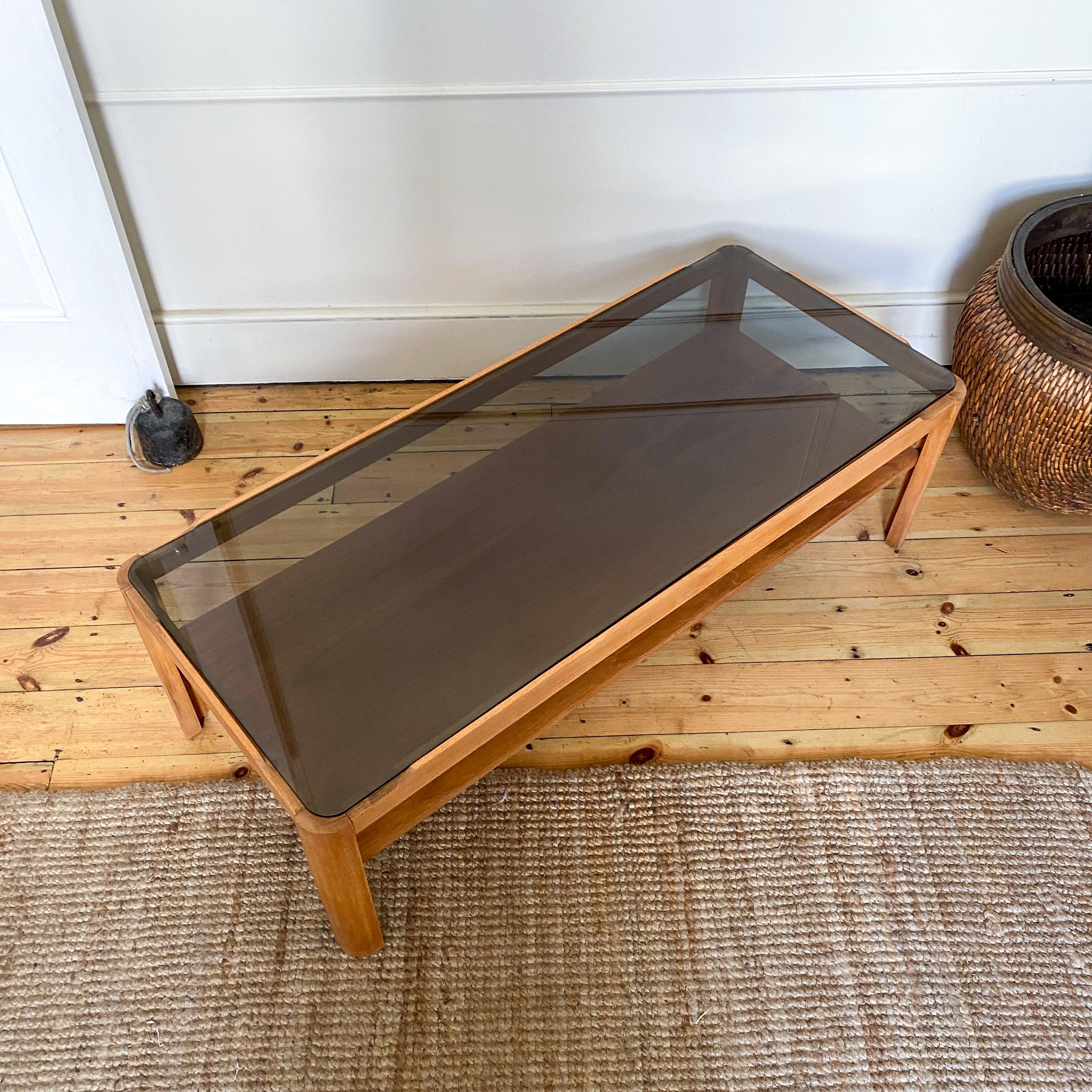 Myer Rectangle Coffee Table With Smoked Glass For Sale 1