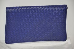 Myers Deep Lapis-Blue Soft Woven Lambskin Clutch with Optional Shoulder Straps