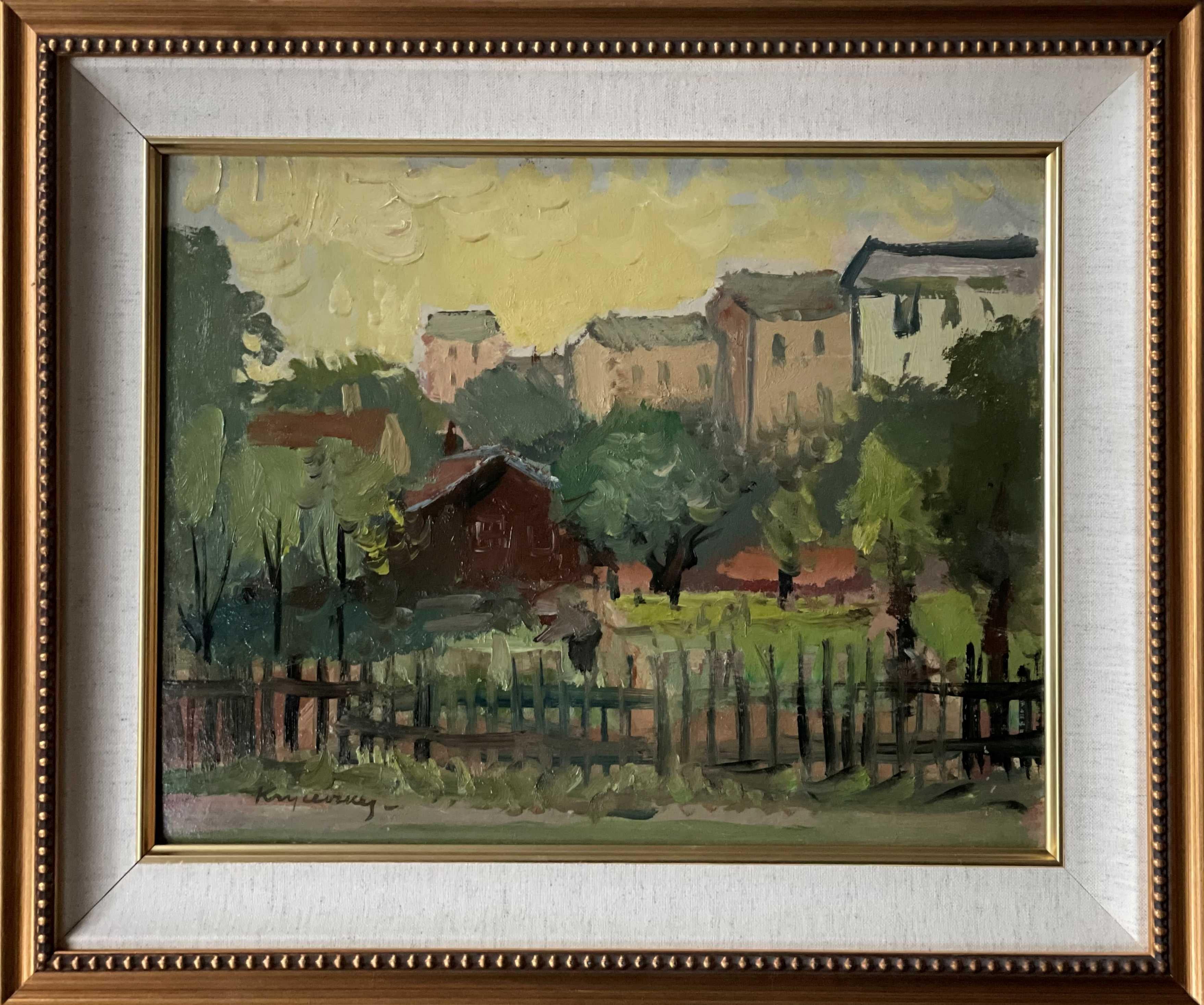 Mykola Vasyl Krychevsky Landscape Painting – Vororte von Paris