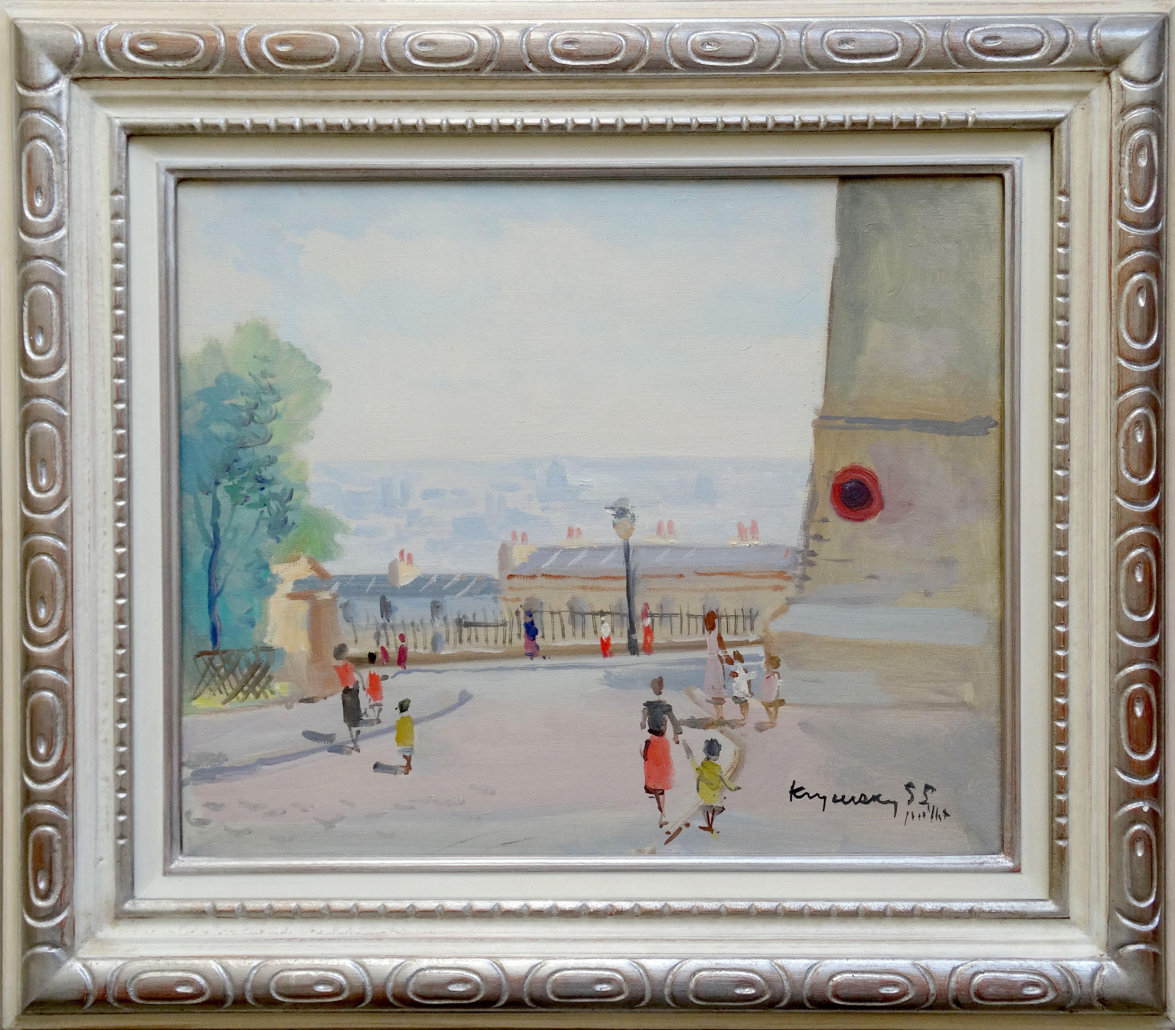 View of Paris from Montmartre. 1955, oil on canvas, 38x46 cm - Painting by Mykola Vasyl Krychevsky