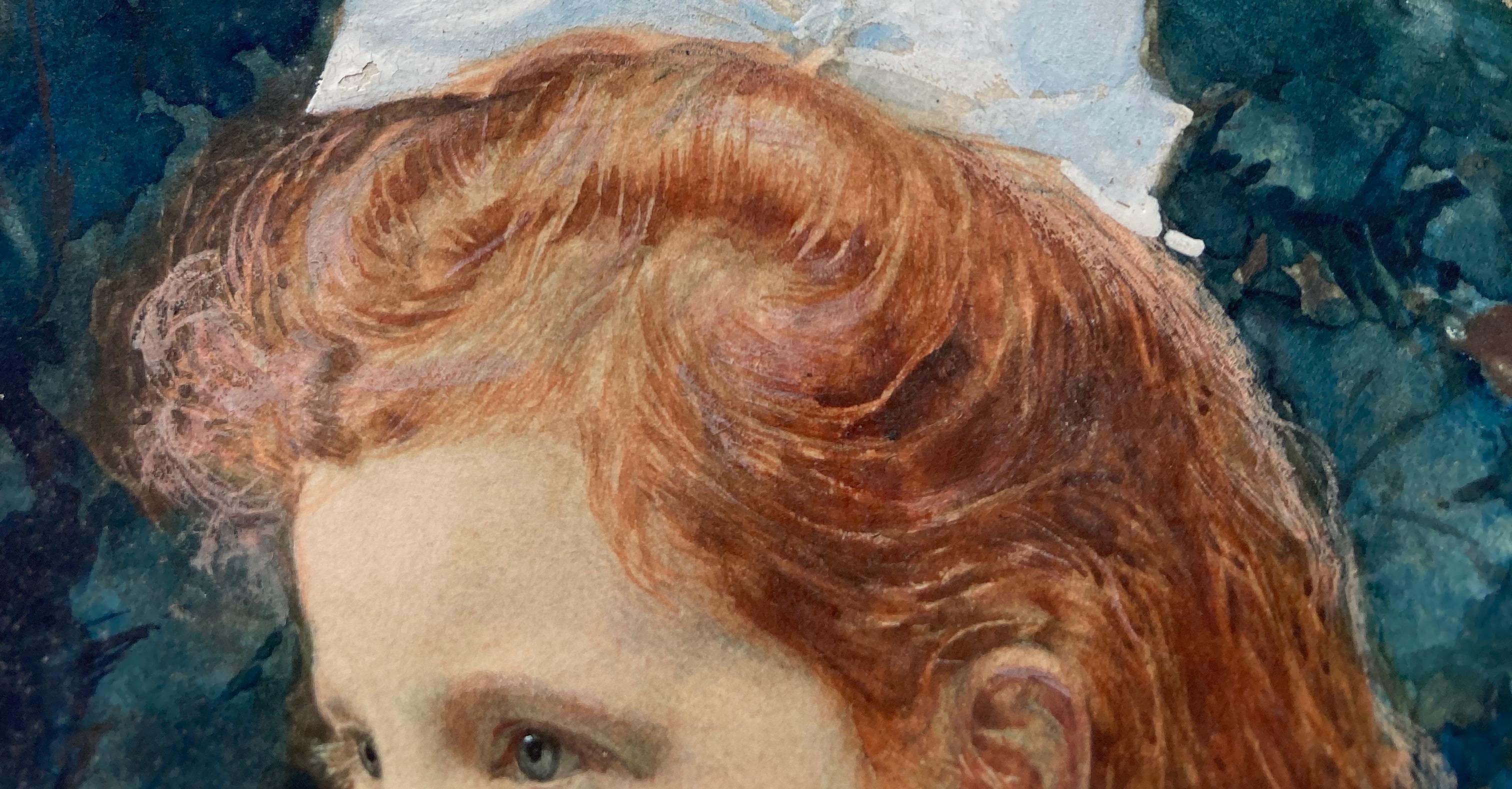 Cerchio di Myles Birket Foster, Ritratto di una ragazza dai capelli rossi in vendita 4