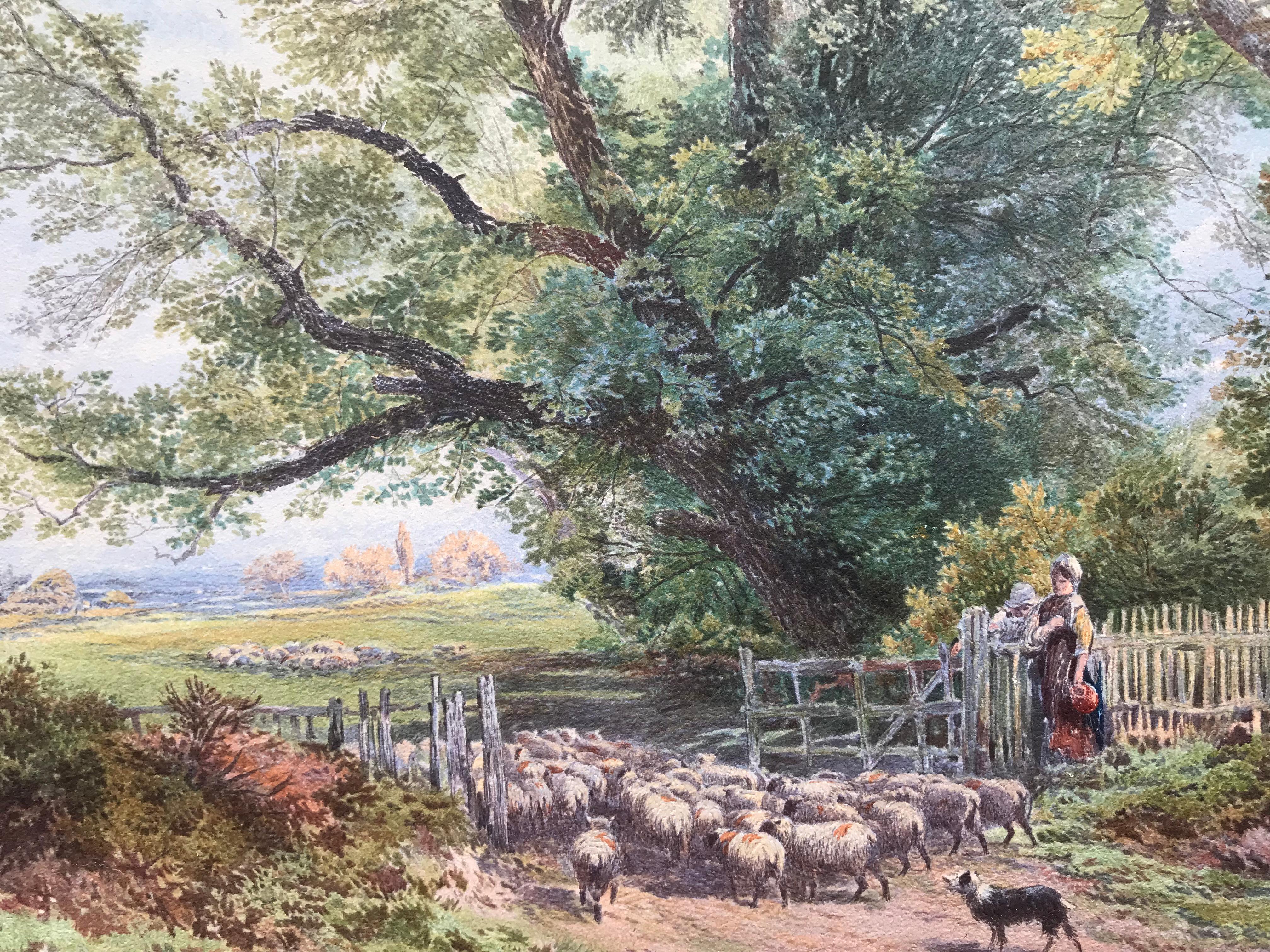 “Tending the Sheep” - Print by Myles Birket Foster