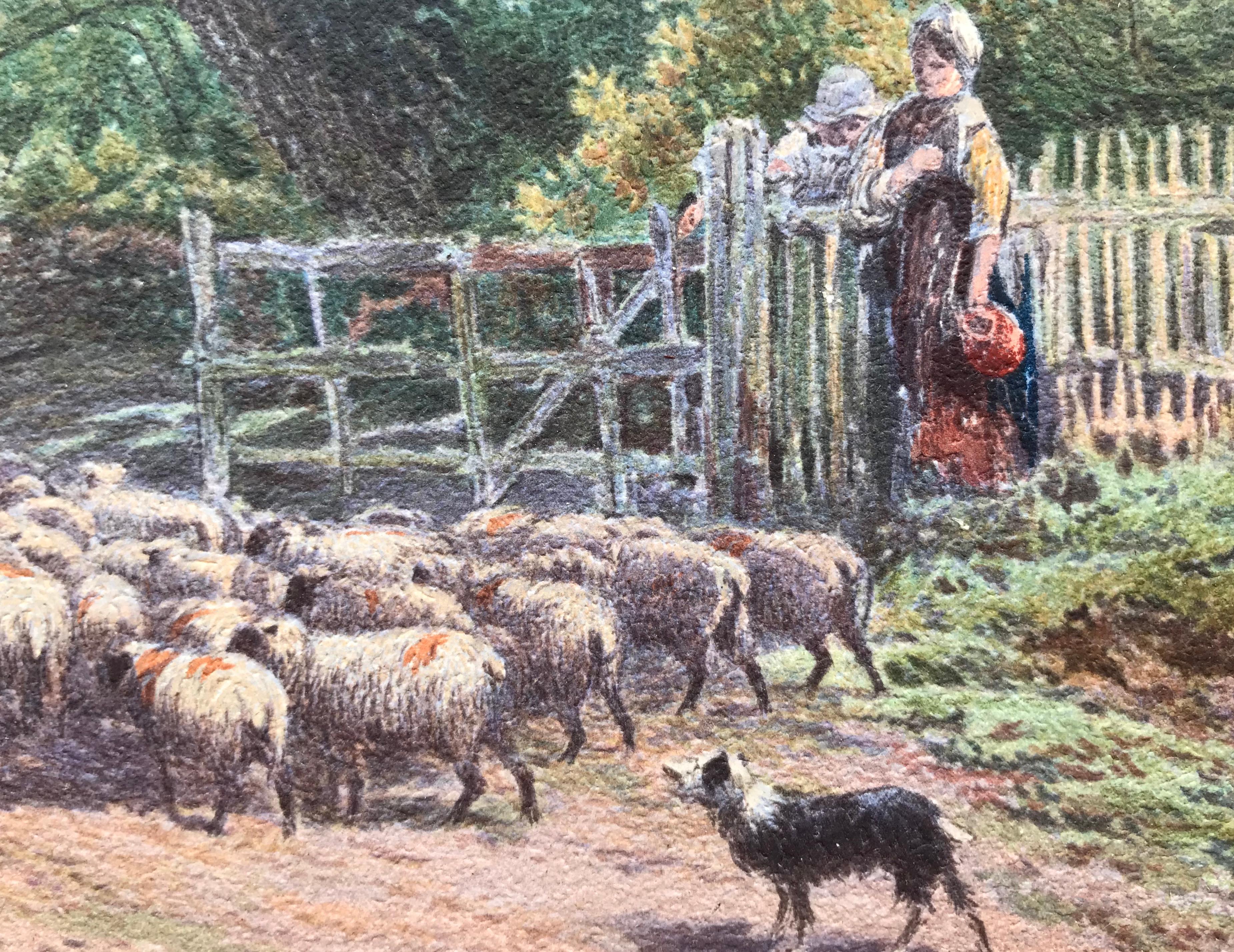 “Tending the Sheep” - Impressionist Print by Myles Birket Foster