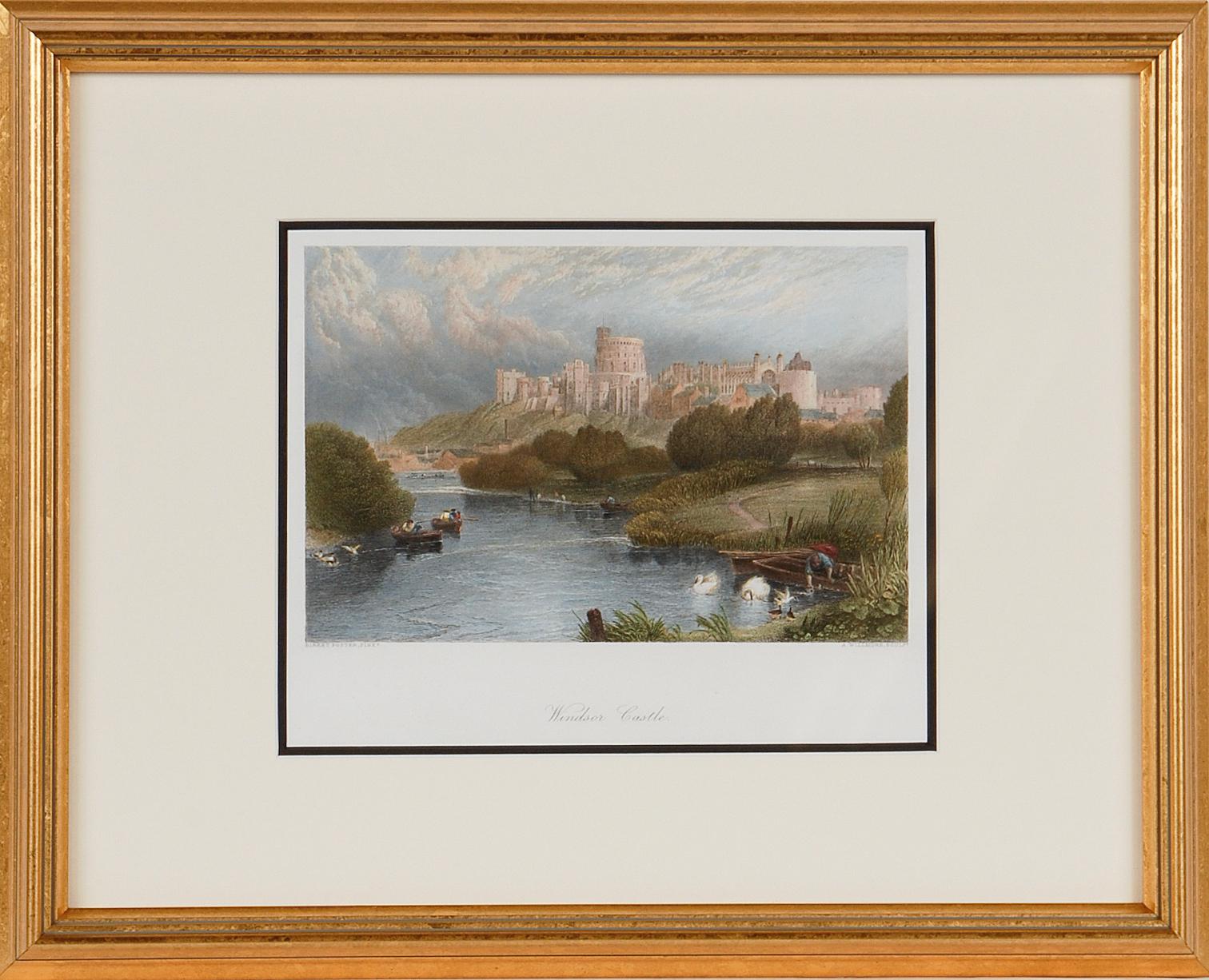 Windsor Castle: A Framed 19th C. Engraving After Myles Birket Foster