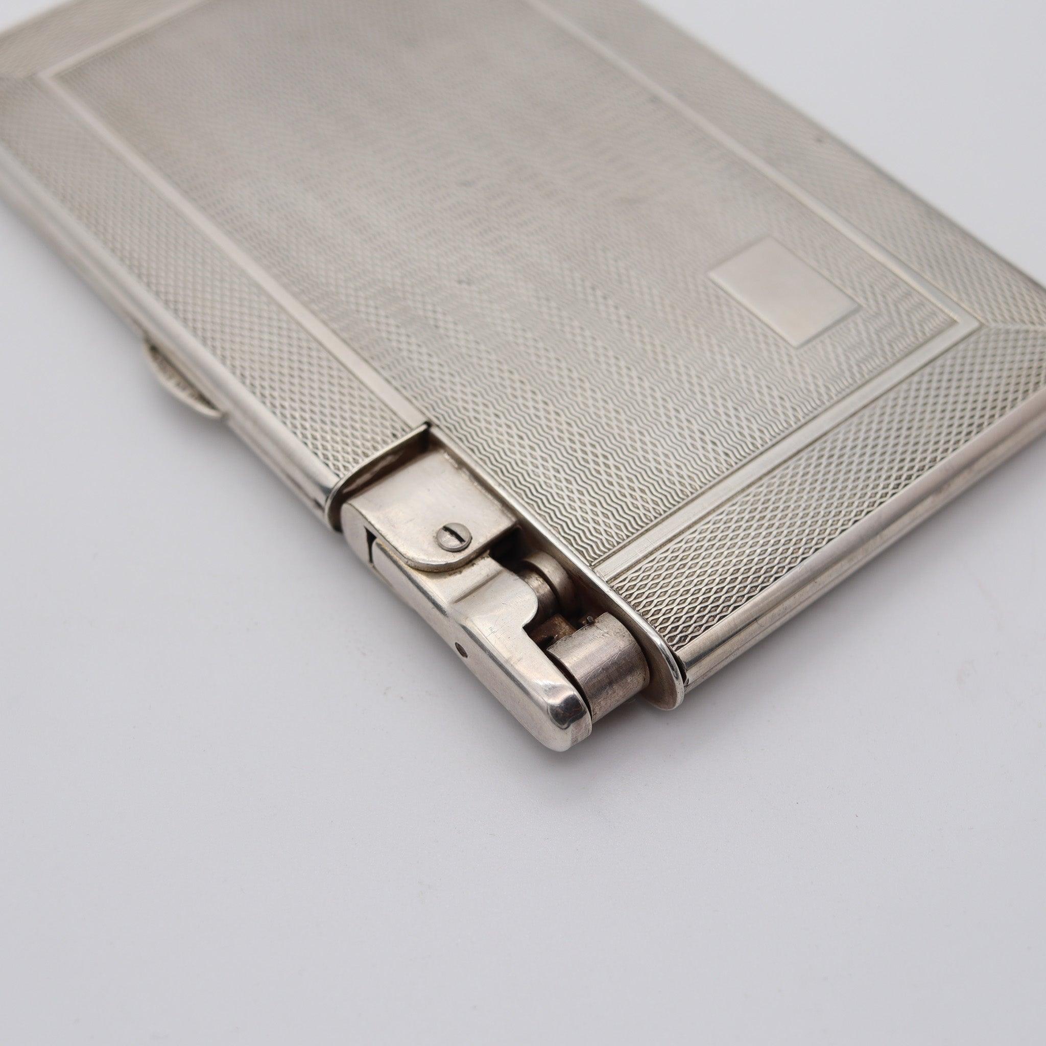 Mid-Century Modern MYLFLAM ENGLAND Dublin 1949 Compendium Lighter Case In .925 Sterling Silver For Sale