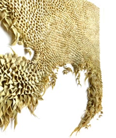 Green Roses - abstract nature inspired minimal collage of clay on paper