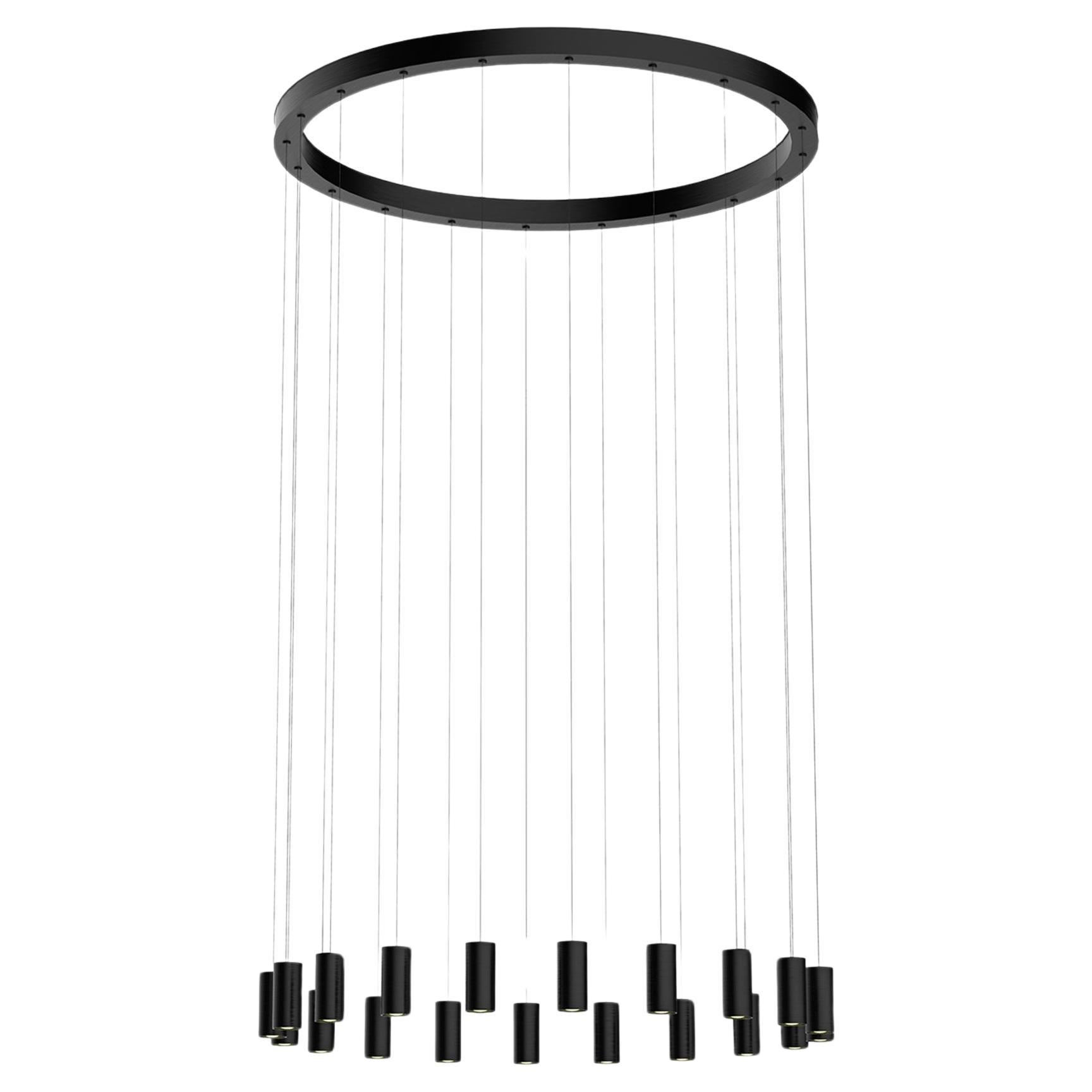 Lampada a sospensione contemporanea Myllennia 100 Round in alluminio anodizzato nero di JSPR