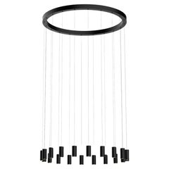 Lampada a sospensione contemporanea Myllennia 100 Round in alluminio anodizzato nero di JSPR