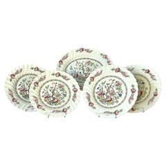 Antique Myott Staffordshire England "Indian Tree" Plates and Platter, Set of Five