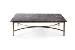 Myra Coffee Table Set, Black and White Marble Top with Bronze Legs Coffee Table