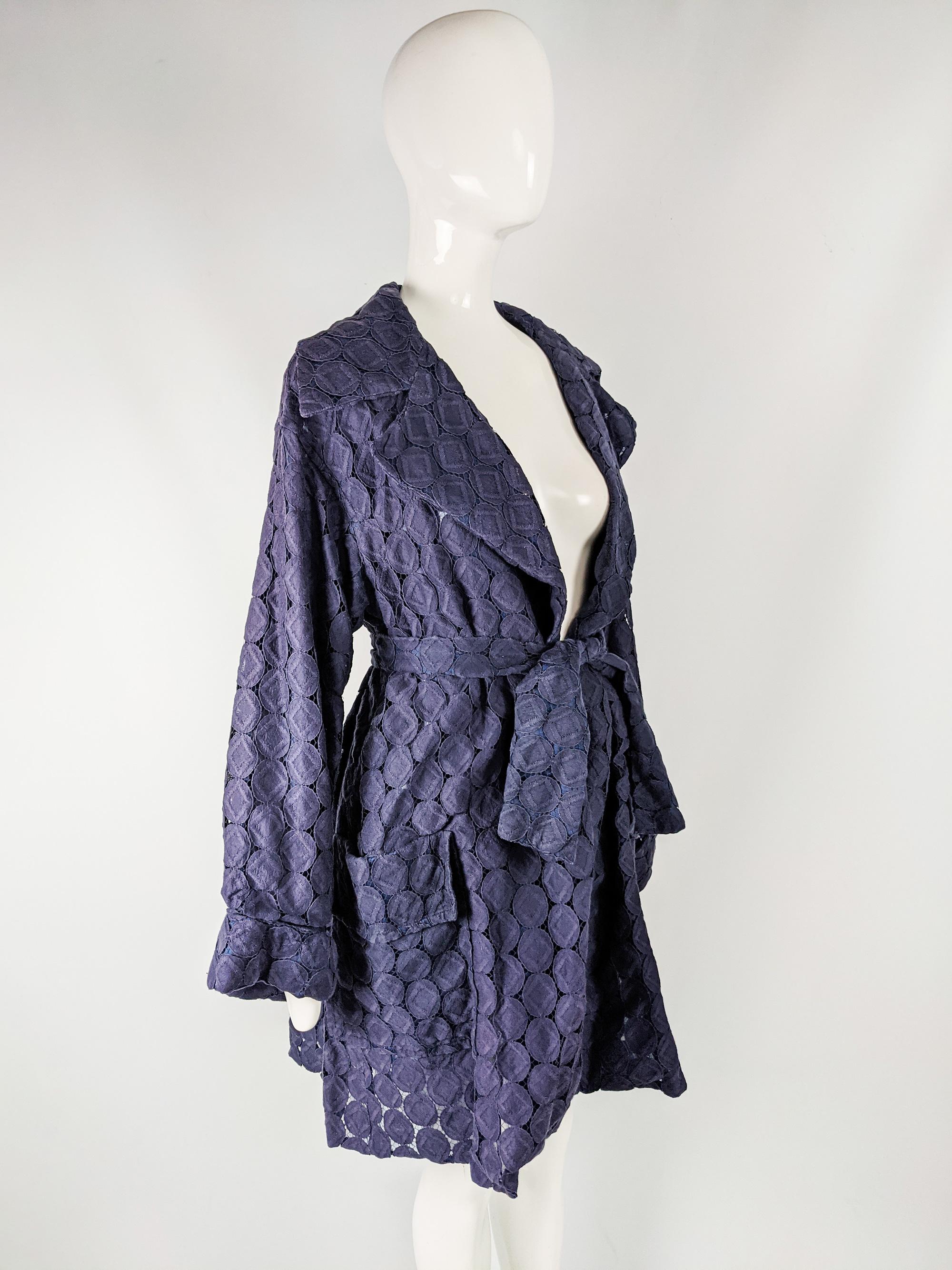 Purple Myrene de Premonville Vintage Belted Lace Swing Coat, S/S 1991