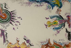 1979 Feminist Surrealist Israeli Colorful Watercolor Painting Myriam Bat Yosef