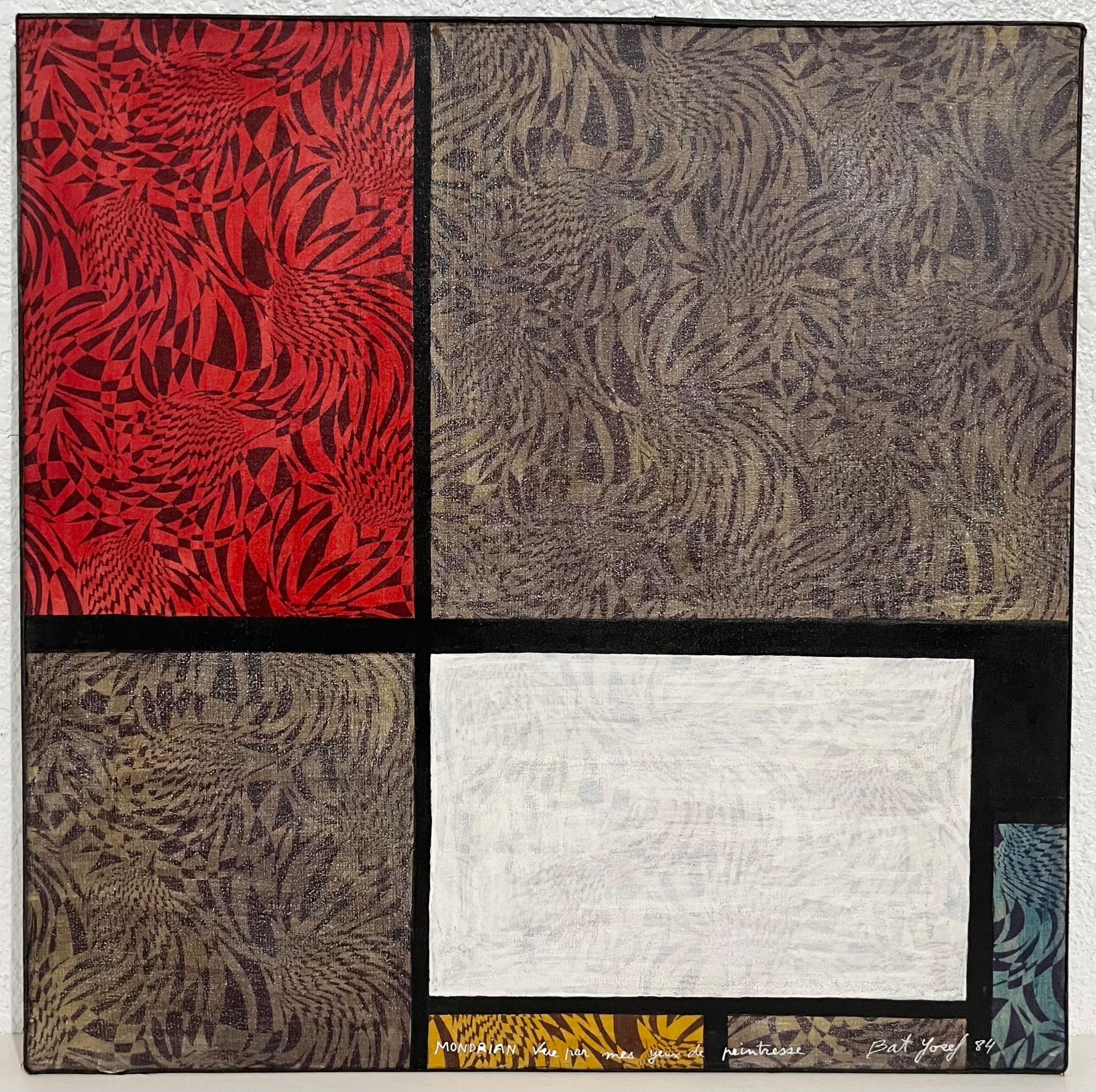 Myriam Bat-Yosef 
Pittura ad olio astratta surrealista con rettangoli e sfumature astratte colorate
Firmato a mano e datato 1984.
Lettera di design in miniatura, anch'essa firmata.

Myriam Bat-Yosef, il cui vero nome è Marion Hellerman, è nata il 31