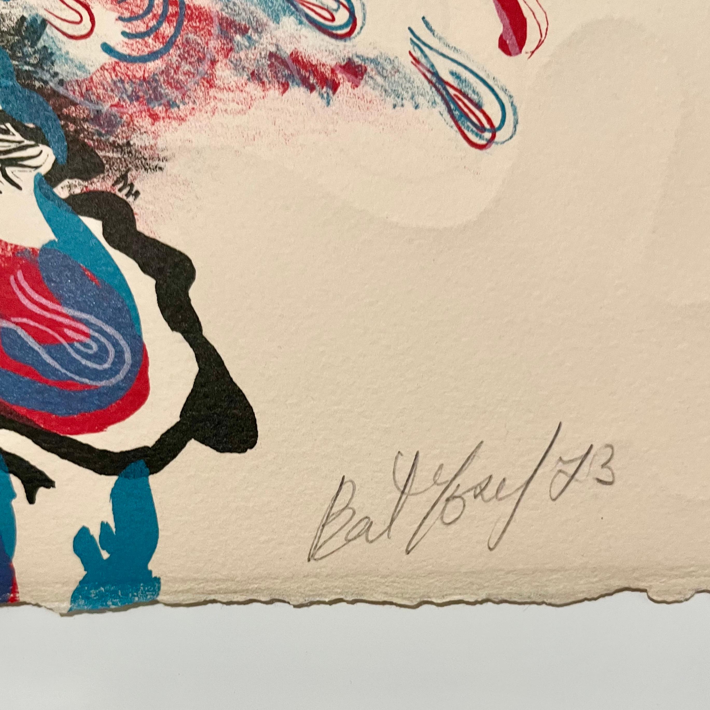 Donna francese surrealista astratta Litografia in rilievo Myriam Bat-Yosef - Abstract Painting Beige di Myriam Bat Yosef