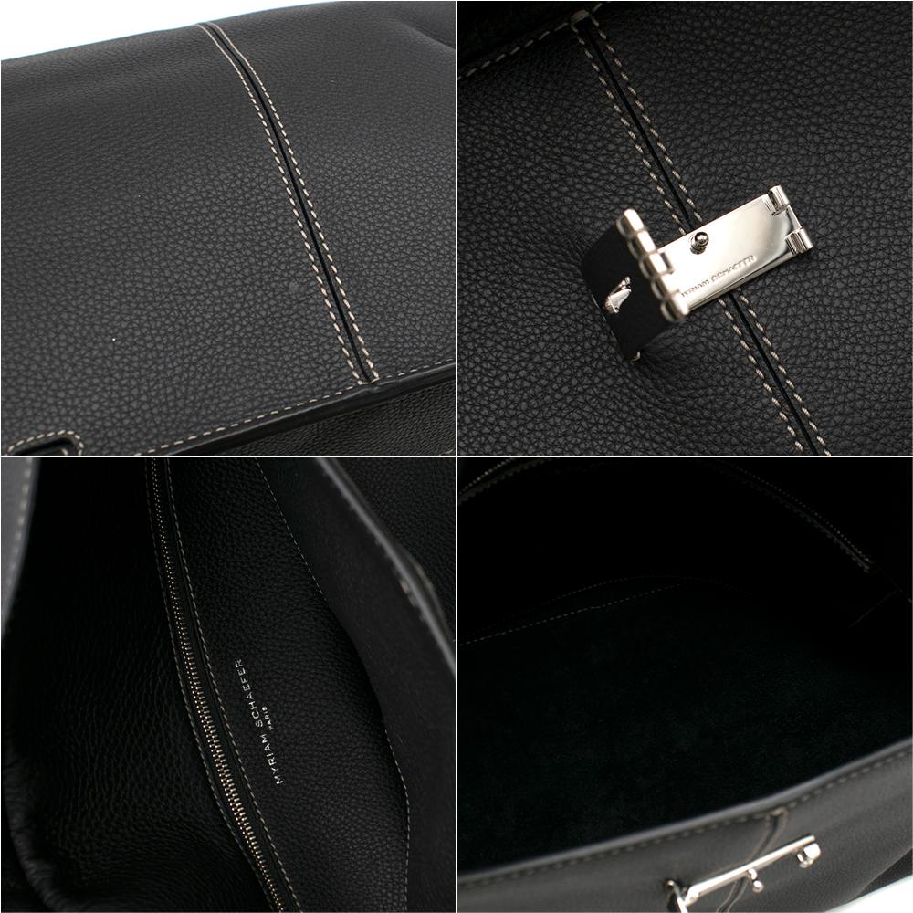 Myriam Schaefer Black Grained Leather Lord Tote Bag In Excellent Condition In London, GB