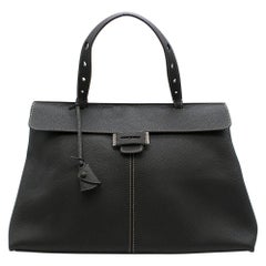 Myriam Schaefer Black Grained Leather Lord Tote Bag