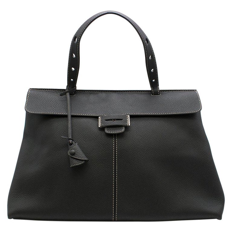 Myriam Schaefer Black Grained Leather Lord Tote Bag at 1stDibs