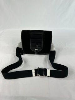 MYRIAM SCHAEFER Black Suede and White Leather New Volpone Grand Crossbody Bag