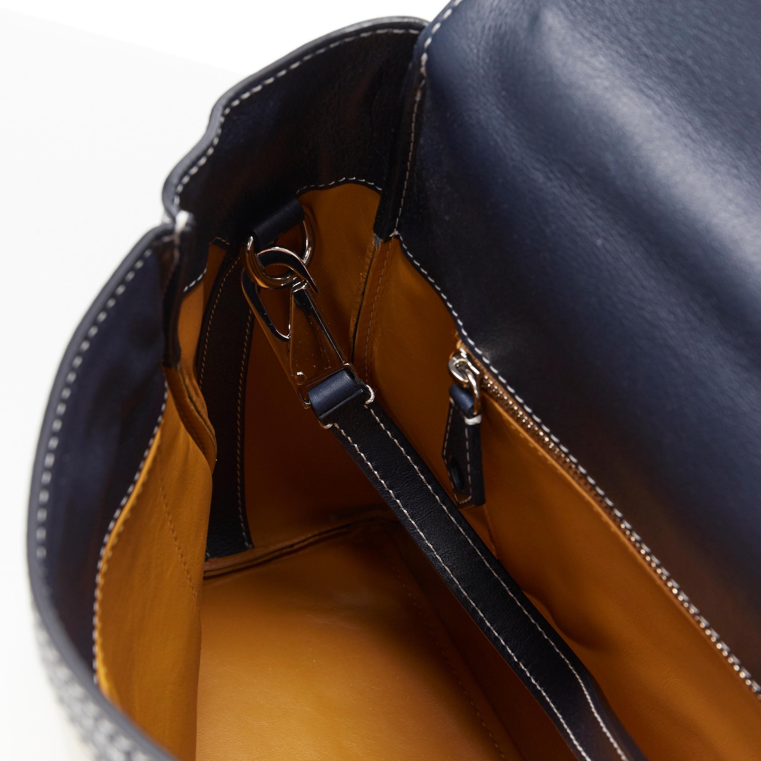 MYRIAM SCHAEFER Byron bolso bandolera asa superior de lona azul marino beige 6