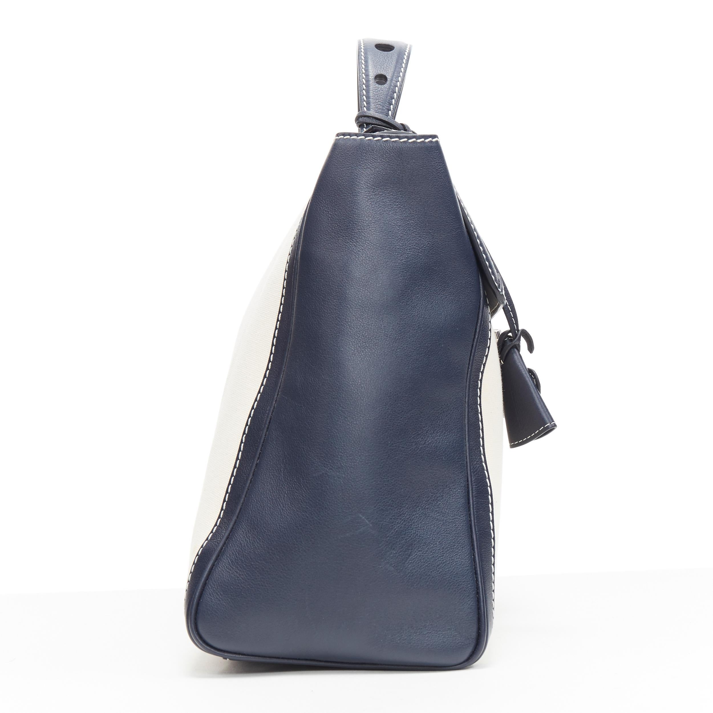 MYRIAM SCHAEFER Byron bolso bandolera asa superior de lona azul marino beige Beige