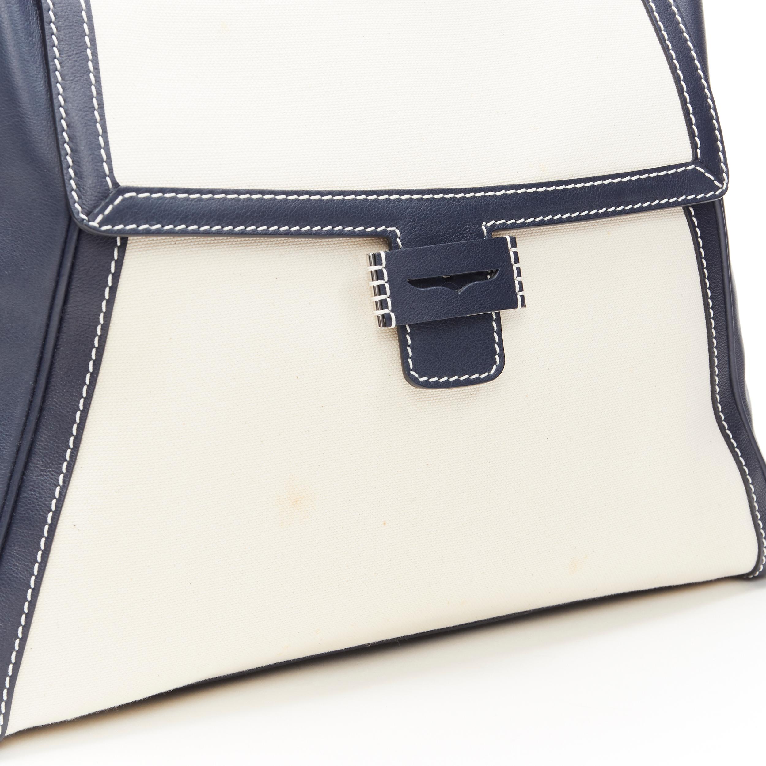 MYRIAM SCHAEFER Byron bolso bandolera asa superior de lona azul marino beige 3
