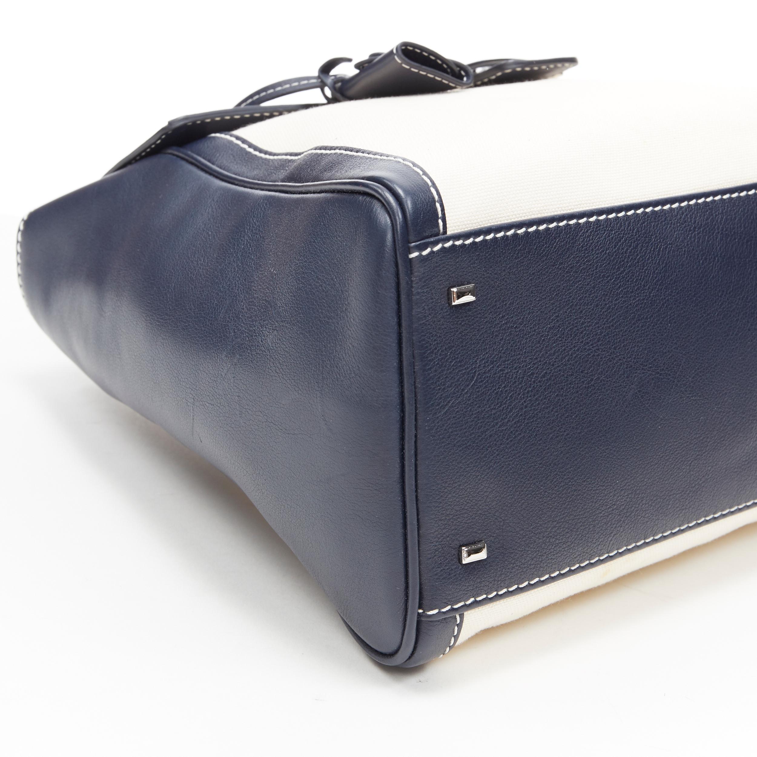 MYRIAM SCHAEFER Byron bolso bandolera asa superior de lona azul marino beige 4