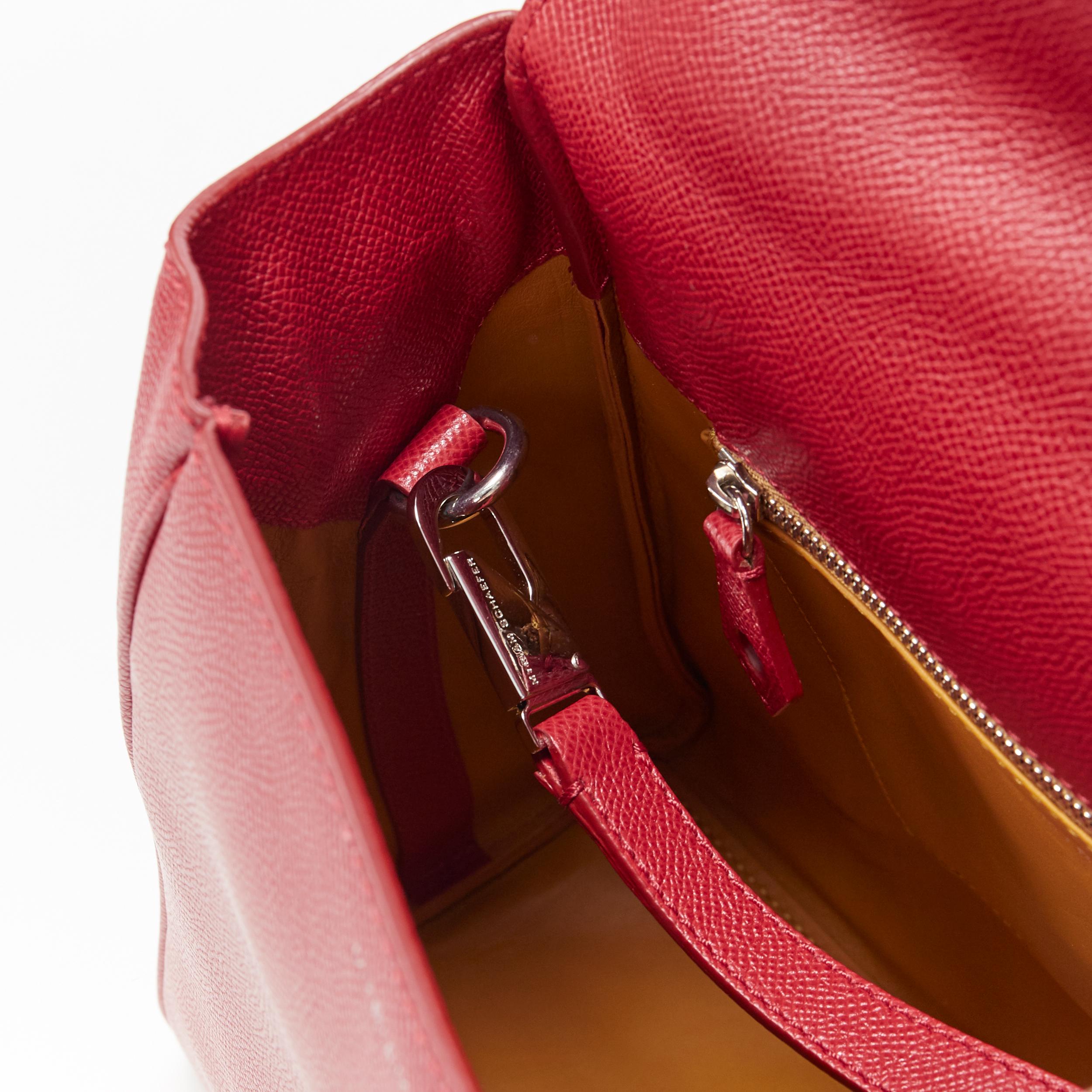 MYRIAM SCHAEFER Byron red leather cut out top handle satchel shoulder bag 3