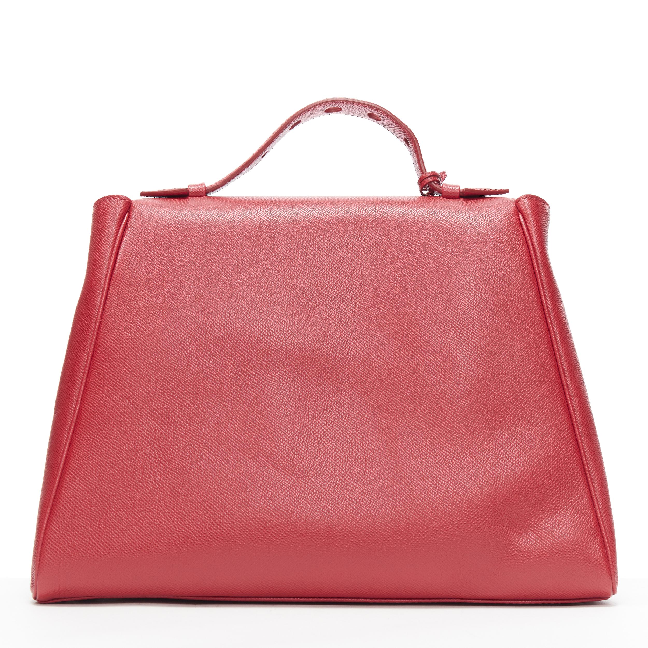 Red MYRIAM SCHAEFER Byron red leather cut out top handle satchel shoulder bag