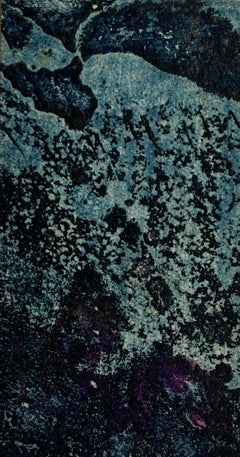 1960s Blue Collage Intaglio Etching NY Artist Myril Adler
