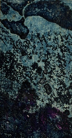 1960s Blue Collage Intaglio Etching NY Artist Myril Adler