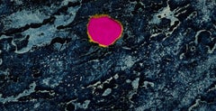 1960s Blue & Pink Collage Intaglio Etching NY Artist Myril Adler