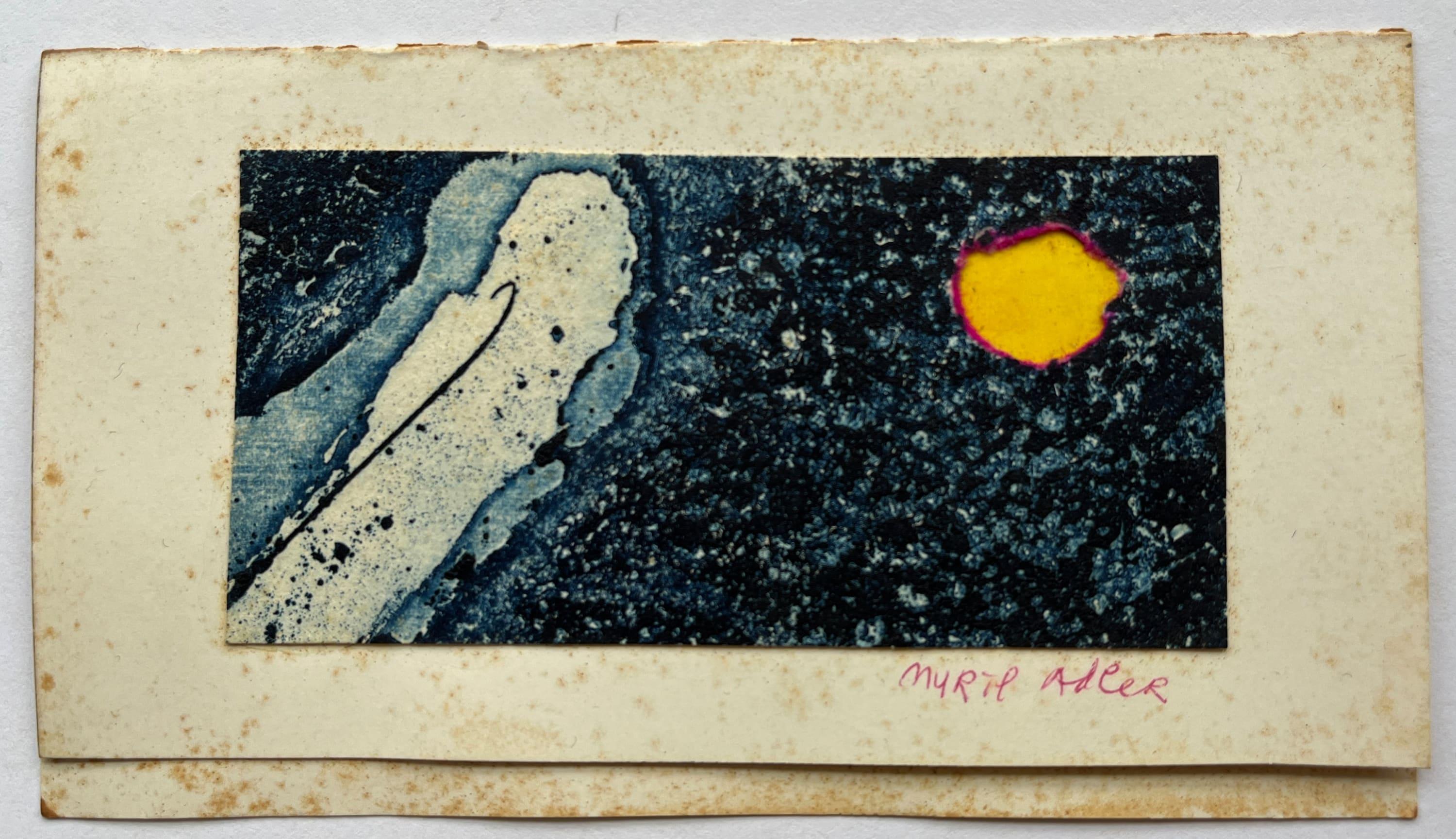 Incisione a collage blu e giallo degli anni '60 dell'artista di NY Myril Adler in vendita 3
