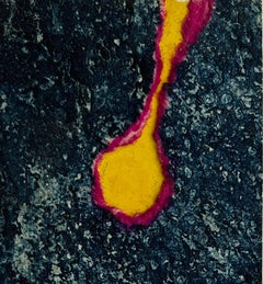 1960er Jahre Blau & Gelb II Collage Tiefdruck Radierung NY Künstler Myril Adler